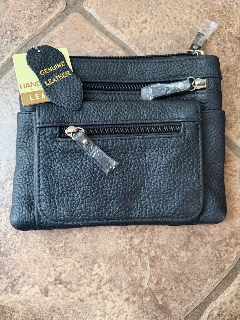Black Hand-Crafted Genuine Leather Black Crossbody Bag